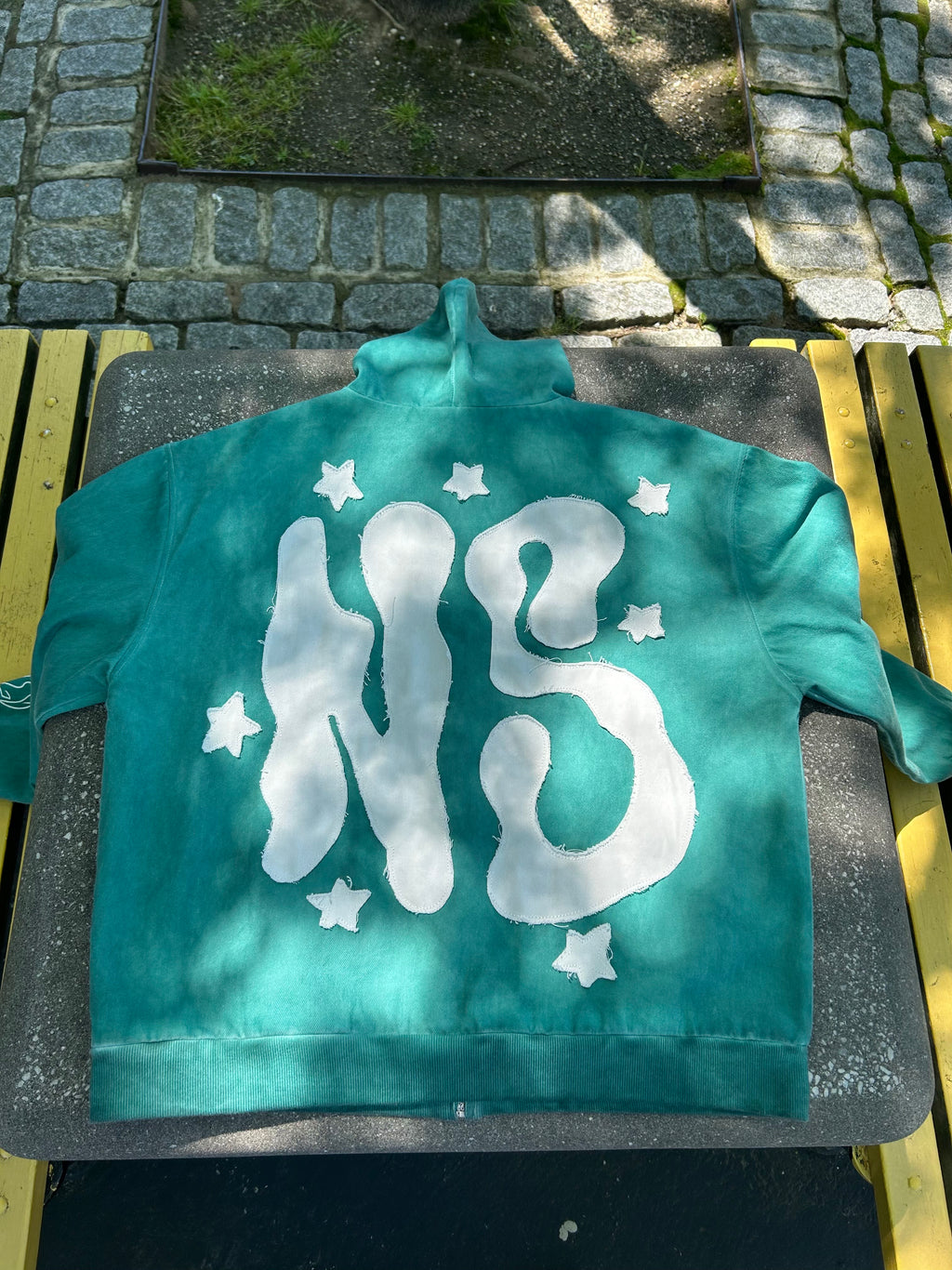 GREEN DENIM WASH ZIP UP