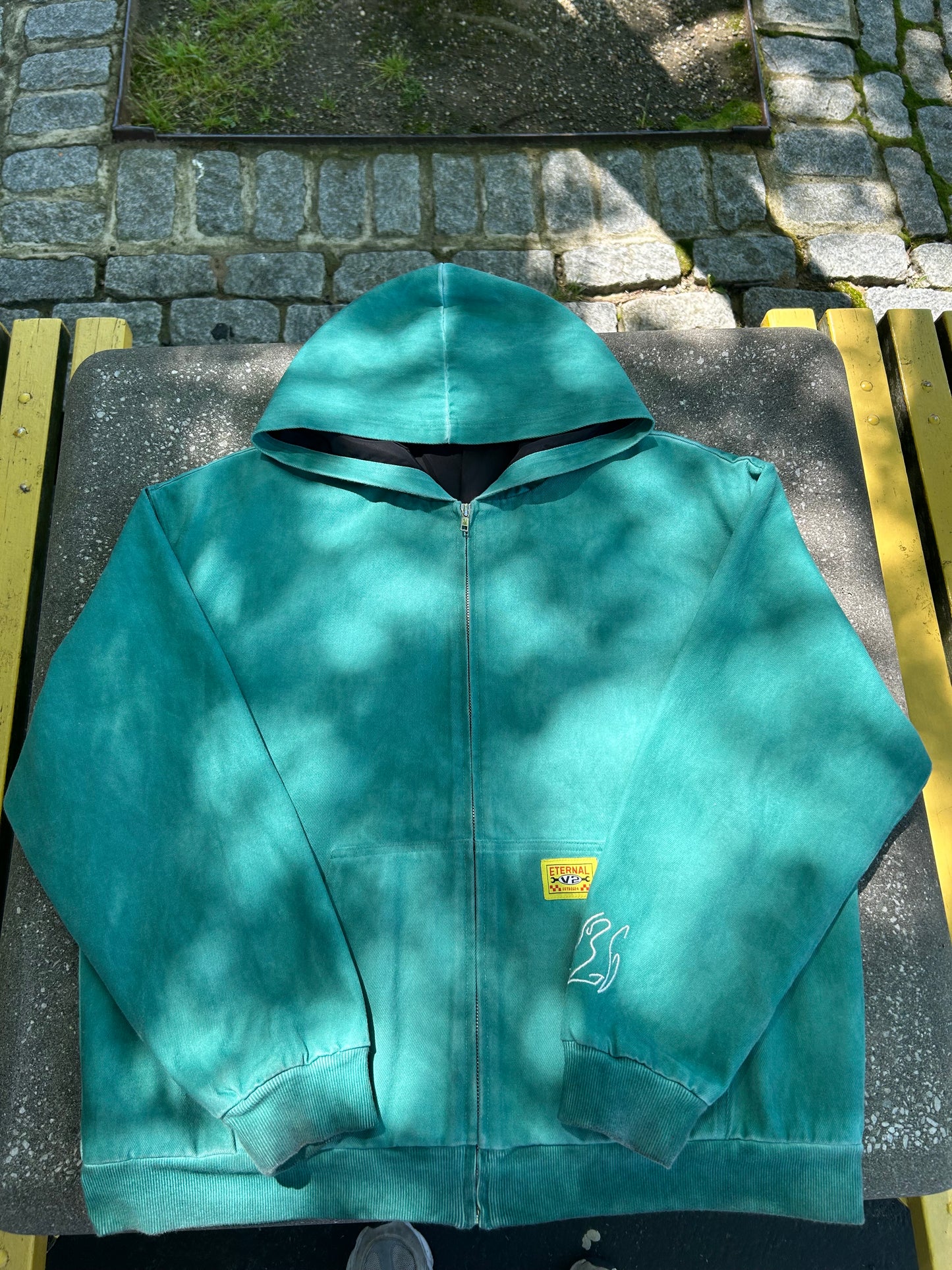 34L Denim Hoodie Wash Green